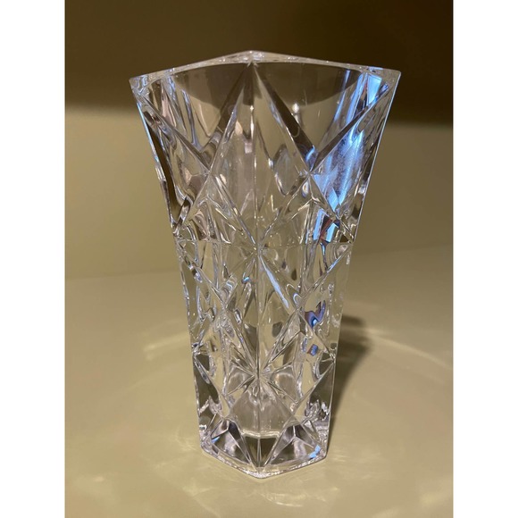 Vintage Approx. 10" Lead Crystal Flower Hexagonal Vase - Picture 4 of 10